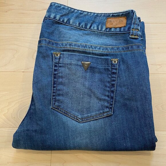 Guess Womens Daredevil Bootcut blue low rise sexy Jeans stretchy denim 32 - Picture 4 of 12